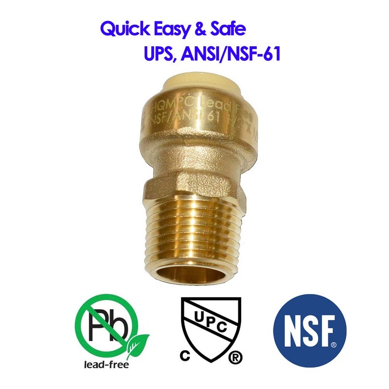 HQMPC 3/4" Pex Fitting Straight Coupling Push Fit PEX Fittings, Push-to-Connect Copper, CPVC No Pb Brass Plumbing Fittings (6pcs, 3/4 Inch) - Image 5